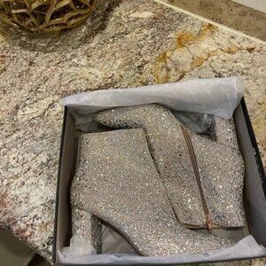 Betsey Johnson silver Rhinestone Cady Boots